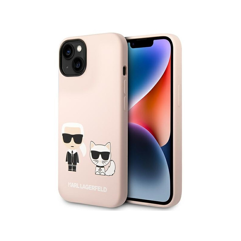 Karl Lagerfeld Silicone Karl&Choupette MagSafe dėklas iPhone 14 Plus - šviesiai rožinis