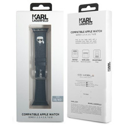 Karl Lagerfeld Saffiano Karl galvos dirželis Apple Watch 38/ 40/ 41mm - juodas