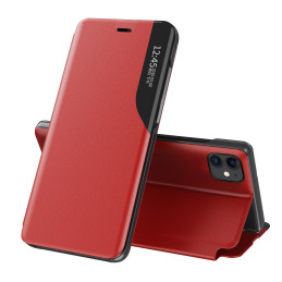 Eco Leather View Case, elegantiškas dėklas su atvartu ir stovo funkcija, skirtas iPhone 13 Pro, raudonas