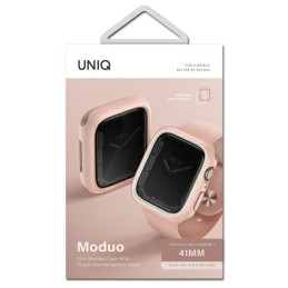 Uniq Moduo dėklas, skirtas Apple Watch 4/ 5/ 6/ 7/ 8/ SE/ SE2 40/ 41mm – rožinė ir balta