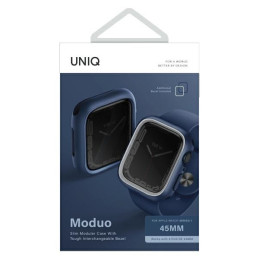 Uniq Moduo dėklas, skirtas Apple Watch 4/ 5/ 6/ 7/ 8/ SE/ SE2 44/ 45mm – mėlynai pilkas