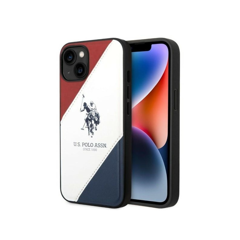 JAV Polo Assn byla Trispalvė Reljefinė, skirta iPhone 14 Plus – balta