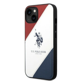 JAV Polo Assn byla Trispalvė Reljefinė, skirta iPhone 14 Plus – balta