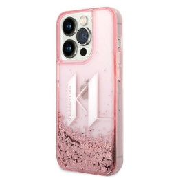 Karl Lagerfeld Liquid Glitter Big KL dėklas iPhone 14 Pro - rožinis
