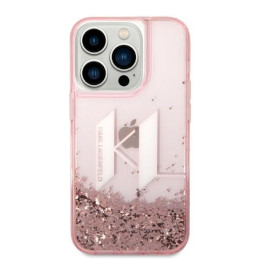Karl Lagerfeld Liquid Glitter Big KL dėklas iPhone 14 Pro - rožinis
