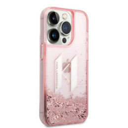 Karl Lagerfeld Liquid Glitter Big KL dėklas iPhone 14 Pro - rožinis
