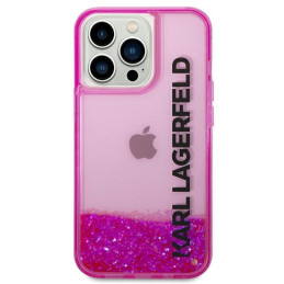 Karl Lagerfeld Liquid Glitter Elong dėklas iPhone 14 Pro Max - rožinis