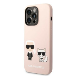 Karl Lagerfeld Silicone Karl&Choupette MagSafe dėklas iPhone 14 Pro - šviesiai rožinis