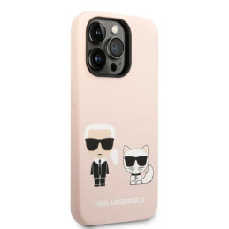 Karl Lagerfeld Silicone Karl&Choupette MagSafe dėklas iPhone 14 Pro - šviesiai rožinis