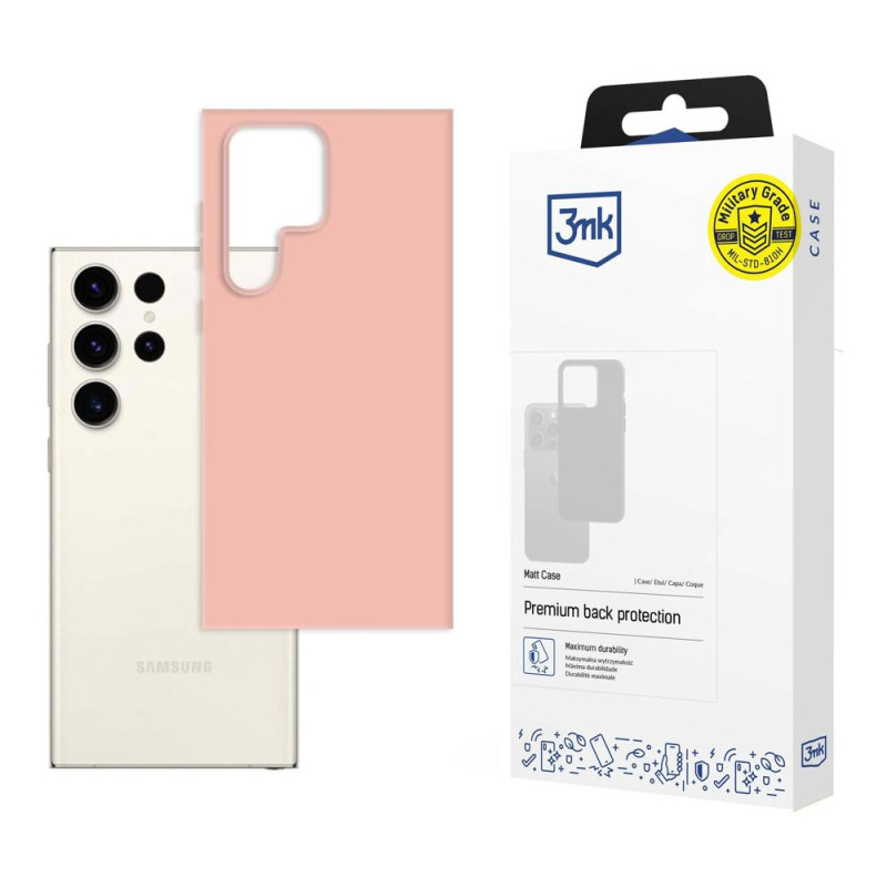 3mk matinis dėklas, skirtas Samsung Galaxy S23 Ultra – rožinis