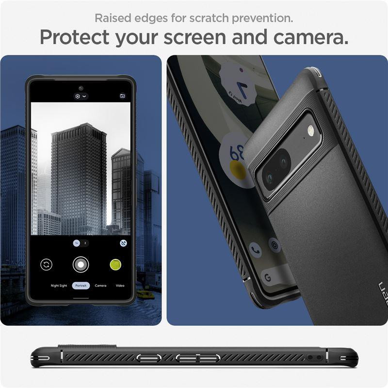 Spigen Rugged Armor dėklas, skirtas Google Pixel 7 – matinė juoda
