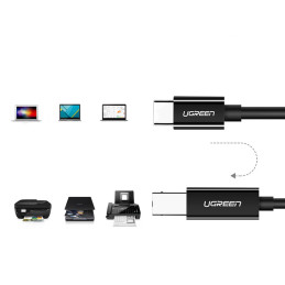 Ugreen kabelis spausdintuvui USB-C - USB-B 480Mb/ s 2m juodas (US241)