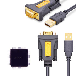 Ugreen USB-A – DB9 RS-232 adapterio laidas, 1,5 m pilkas (CR104)