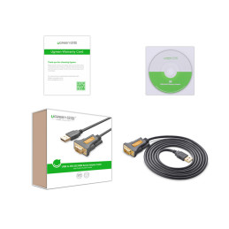Ugreen USB-A – DB9 RS-232 adapterio laidas, 1,5 m pilkas (CR104)