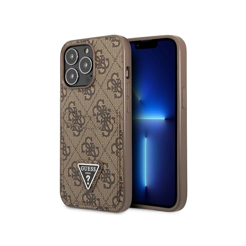 Guess 4G Triangle Logo Cardslot Dėklas, skirtas iPhone 13 Pro / 13 – ruda