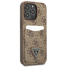Guess 4G Triangle Logo Cardslot Dėklas, skirtas iPhone 13 Pro / 13 – ruda