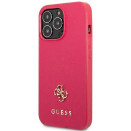 Guess Saffiano 4G Small Metal Logo dėklas, skirtas iPhone 13 Pro / 13 - rožinis