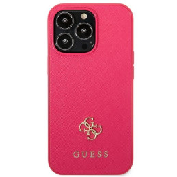 Guess Saffiano 4G Small Metal Logo dėklas, skirtas iPhone 13 Pro / 13 - rožinis