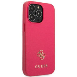 Guess Saffiano 4G Small Metal Logo dėklas, skirtas iPhone 13 Pro / 13 - rožinis