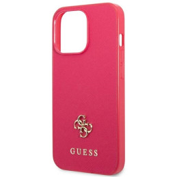 Guess Saffiano 4G Small Metal Logo dėklas, skirtas iPhone 13 Pro / 13 - rožinis