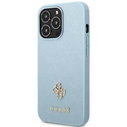 Guess Saffiano 4G Small Metal Logo dėklas, skirtas iPhone 13 Pro Max - mėlynas