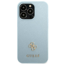 Guess Saffiano 4G Small Metal Logo dėklas, skirtas iPhone 13 Pro Max - mėlynas