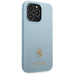 Guess Saffiano 4G Small Metal Logo dėklas, skirtas iPhone 13 Pro Max - mėlynas