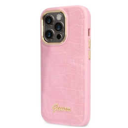 Guess Croco Collection dėklas iPhone 14 Pro - rožinis