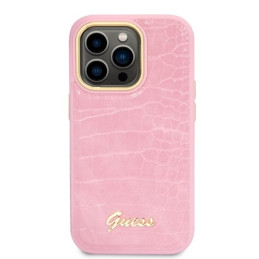 Guess Croco Collection dėklas iPhone 14 Pro - rožinis