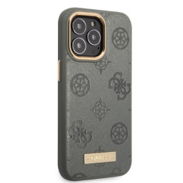 Guess Peony Logo Plate MagSafe dėklas iPhone 13 Pro / iPhone 13 - pilkas