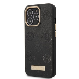Guess Peony Logo Plate MagSafe dėklas, skirtas iPhone 13 Pro / iPhone 13 - juodas