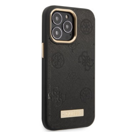 Guess Peony Logo Plate MagSafe dėklas, skirtas iPhone 13 Pro / iPhone 13 - juodas