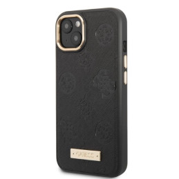 Guess Peony Logo Plate MagSafe dėklas iPhone 13 - juodas