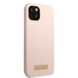 Guess Silicone Logo Plate MagSafe dėklas iPhone 13 - rožinis
