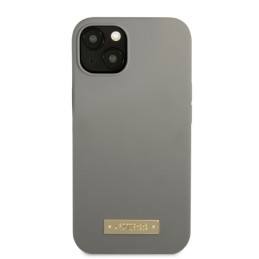 Guess Silicone Logo Plate MagSafe dėklas iPhone 13 - pilkas
