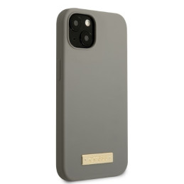 Guess Silicone Logo Plate MagSafe dėklas iPhone 13 - pilkas