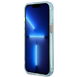 Guess Gold Outline permatomas MagSafe dėklas, skirtas iPhone 13 Pro Max – mėlynas