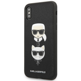 Karl Lagerfeld Saffiano Karl&Choupette Head dėklas iPhone XS Max - juodas