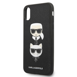 Karl Lagerfeld Saffiano Karl&Choupette Head dėklas iPhone XS Max - juodas