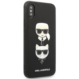 Karl Lagerfeld Saffiano Karl&Choupette Head dėklas iPhone XS Max - juodas