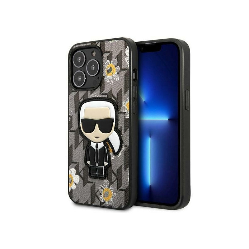 Karl Lagerfeld Flower Ikonik Karl dėklas iPhone 13 Pro / iPhone 13 - pilkas