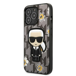 Karl Lagerfeld Flower Ikonik Karl dėklas iPhone 13 Pro / iPhone 13 - pilkas