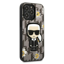 Karl Lagerfeld Flower Ikonik Karl dėklas iPhone 13 Pro / iPhone 13 - pilkas