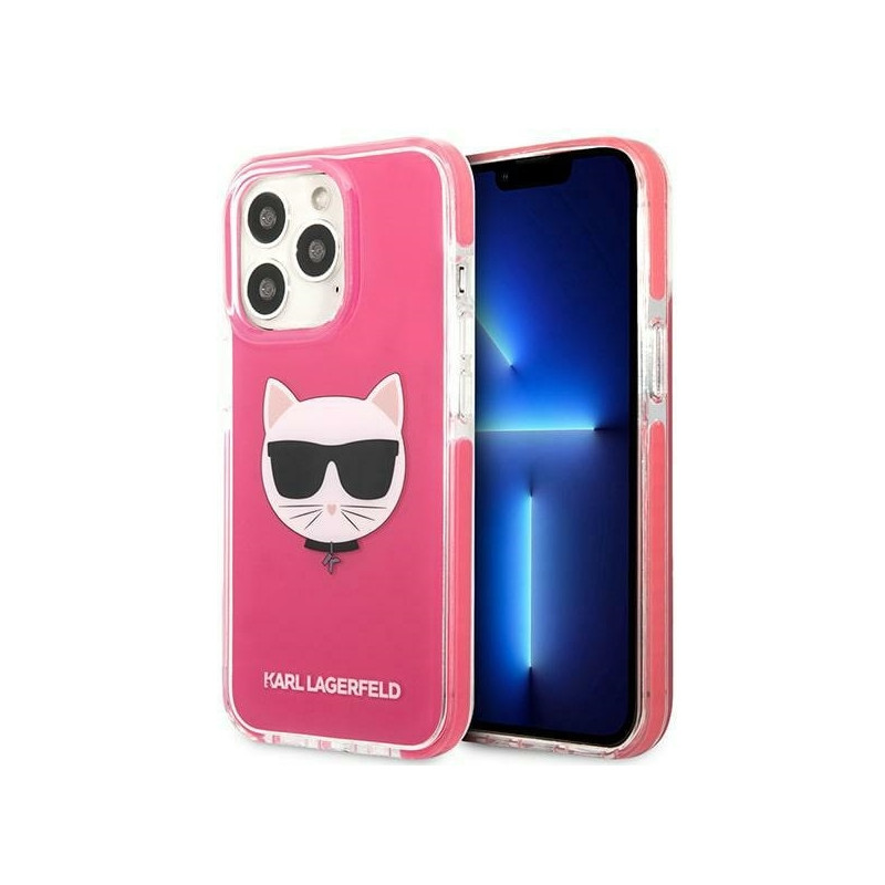 Karl Lagerfeld Choupette Head dėklas, skirtas iPhone 13 Pro / iPhone 13 - fuksija