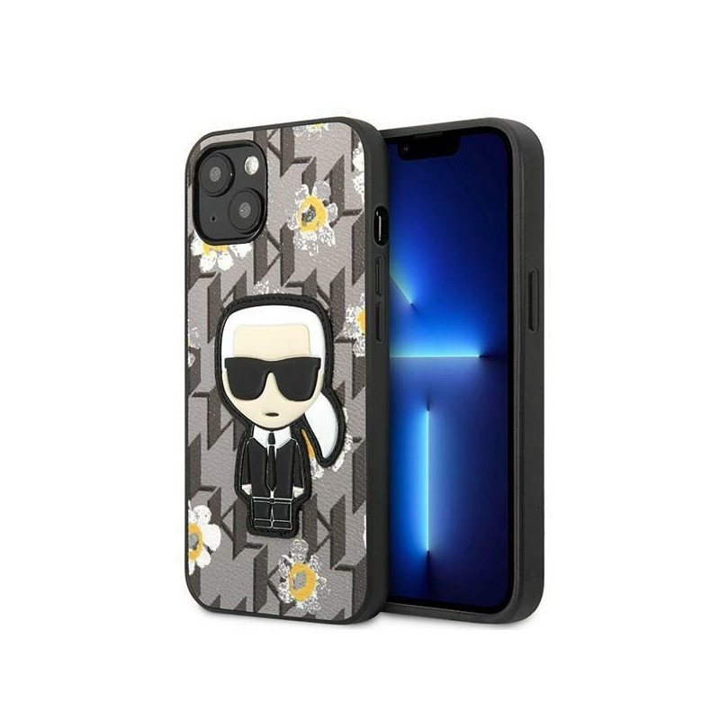 Karl Lagerfeld Flower Ikonik Karl dėklas iPhone 13 mini - pilkas