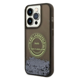 Karl Lagerfeld Liquid Glitter RSG dėklas iPhone 14 Pro - juodas