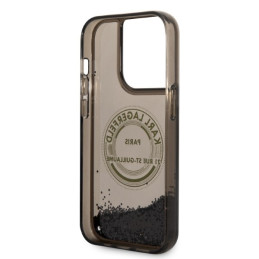 Karl Lagerfeld Liquid Glitter RSG dėklas iPhone 14 Pro - juodas