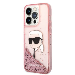 Karl Lagerfeld Glitter Karl& 39 s Head dėklas iPhone 14 Pro - rožinis