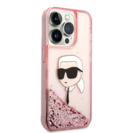 Karl Lagerfeld Glitter Karl& 39 s Head dėklas iPhone 14 Pro - rožinis
