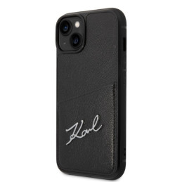 Karl Lagerfeld Signature Logo Cardslot dėklas, skirtas iPhone 14 Plus - juodas